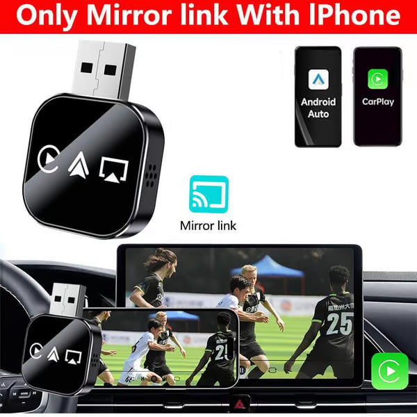 2026 Upgrade 3 in 1 Screen Mirror iOS Phone, wired to wireless Carplay adapter